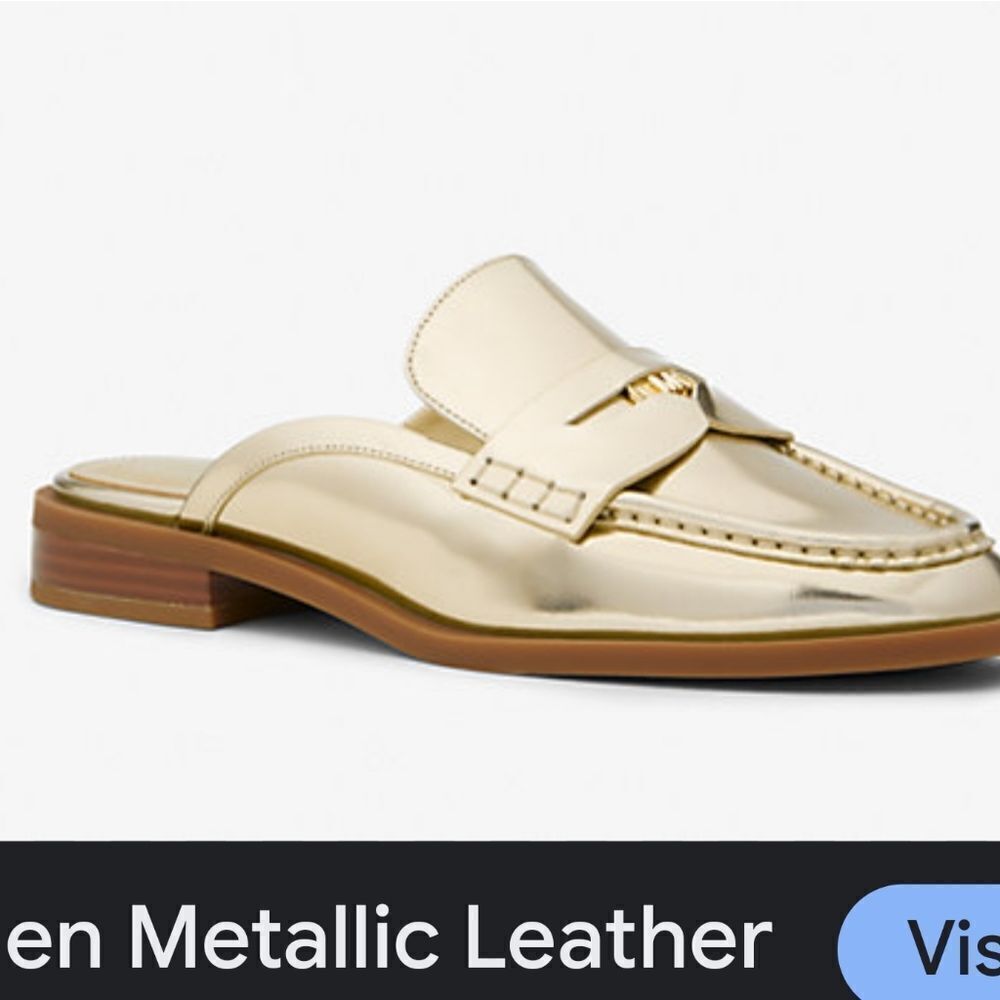 Michael Kors Eden Metallic Leather Mule New Without Box - Picture 2 of 10
